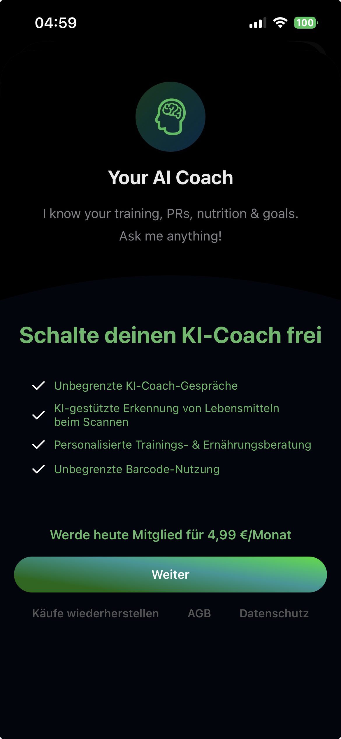 Gym Assist Premium — schalte deinen KI-Coach frei